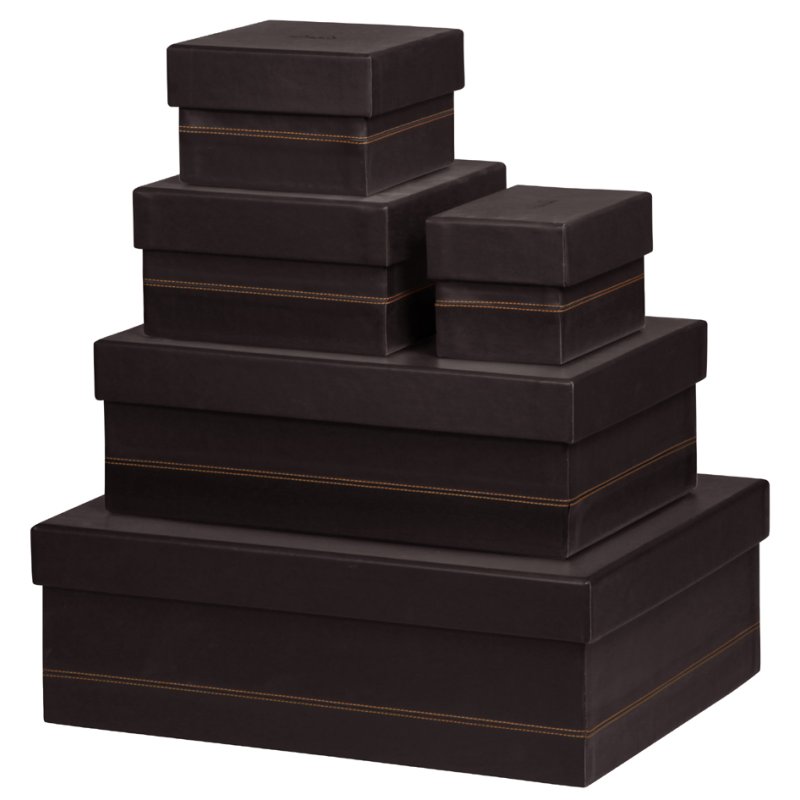 RHODIA storage box set RHODIARAMA, black, 5-piece, Italian faux leather