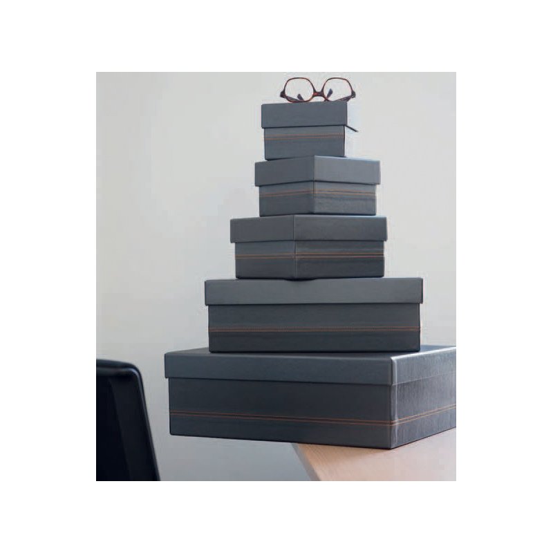 RHODIA storage box set RHODIARAMA, black, 5-piece, Italian faux leather