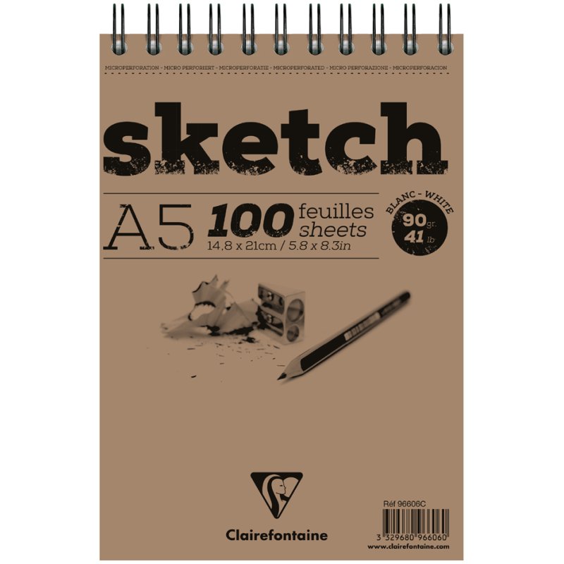 Clairefontaine bloc de croquis SKETCH, A5, spirale, 100 feuilles