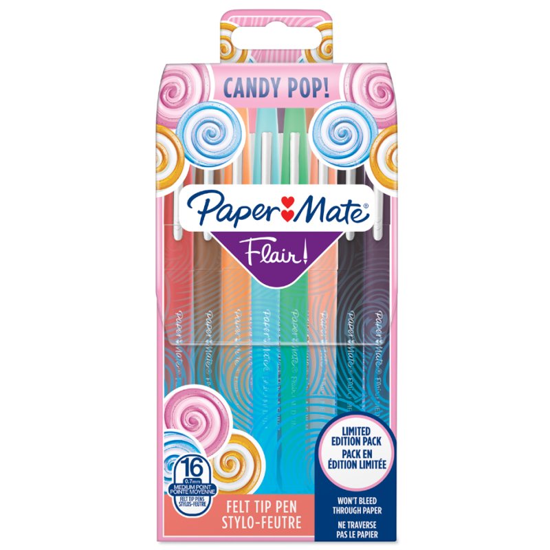 PAPER:MATE feutres Flair 'Candy Pop', 1,0 mm, assortiment de couleurs, 16 pièces