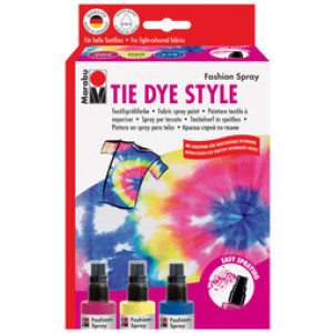Marabu textielspuitverf Fashion-Spray, tie-dye set, 3×100 ml, framboos/citroen/marineblauw