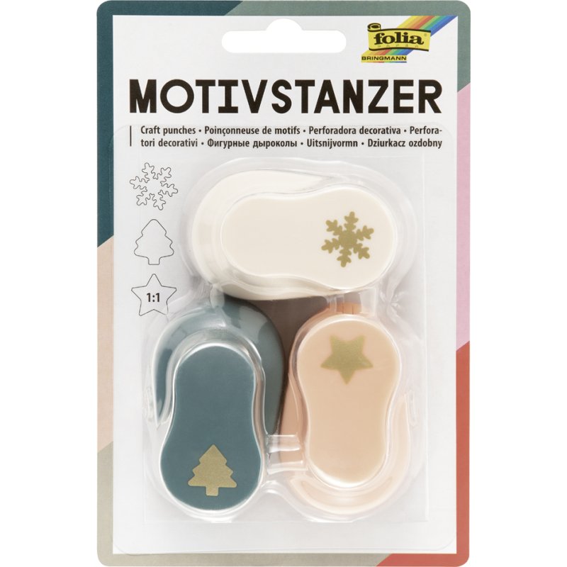 folia kerststansvormen klein, 15 mm, set van 3 stuks
