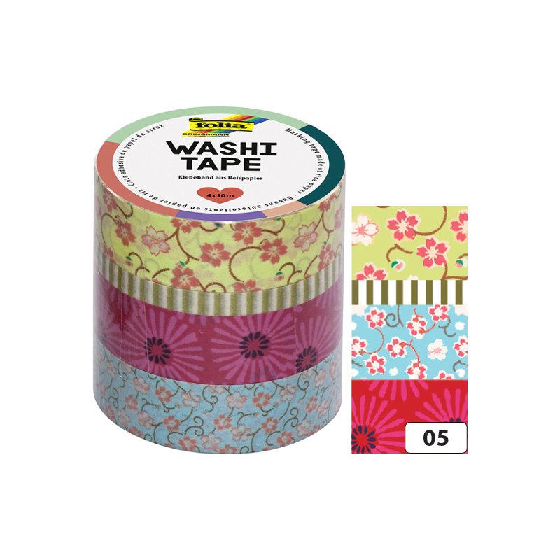 folia decoratief washi tape HYGGE, 4-delig set, kleurrijk gesorteerd, met de hand scheurbaar