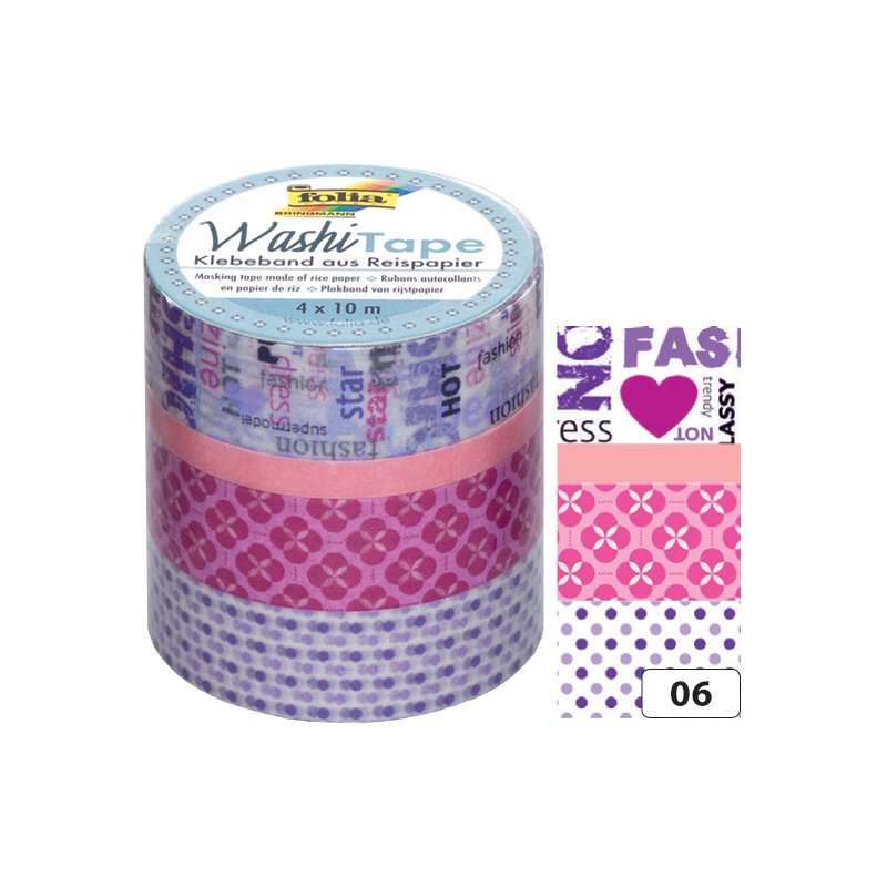 folia decoratief washi tape HYGGE, 4-delig set, kleurrijk gesorteerd, met de hand scheurbaar