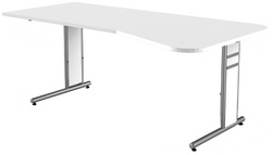 kerkmann PC-bureau Form 4, hoogteversttelbaar, 1950 mm breed, lichtgrijs