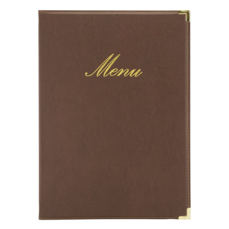 Securit menumap Classic A4, structure cuir marron