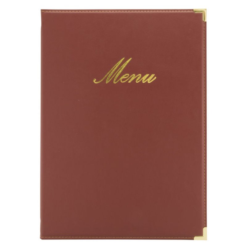 Securit menumap Classic A4, structure cuir marron