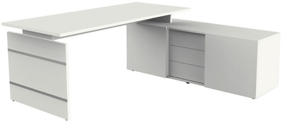 kerkmann complete werkplek Form 4/Aveto, wit, bureau 180×80 cm, sideboard 160×50 cm