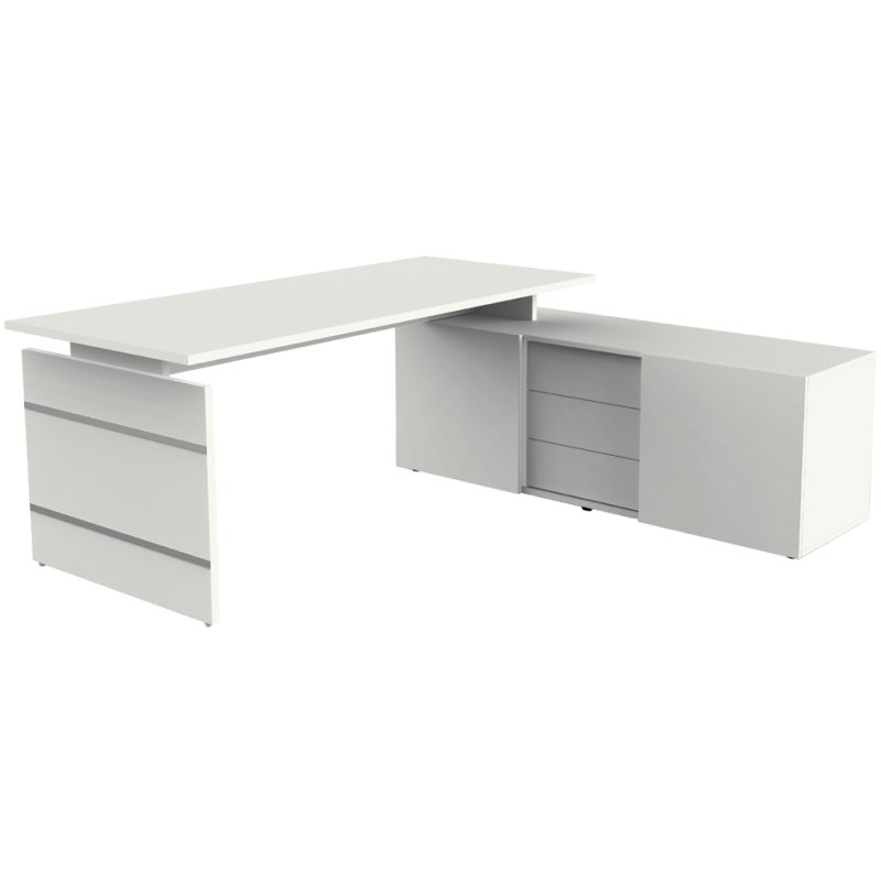 Kerkmann espace de travail complet Form 4, gris clair, bureau 180×80 cm