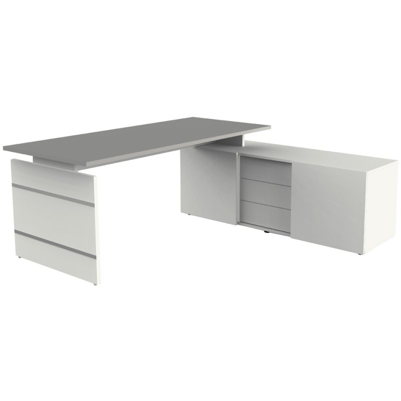Kerkmann espace de travail complet Form 4, gris clair, bureau 180×80 cm