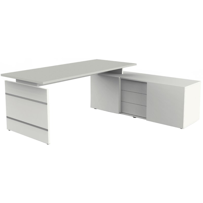 Kerkmann espace de travail complet Form 4, gris clair, bureau 180×80 cm