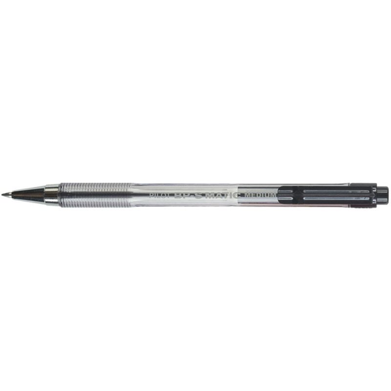 Pilot balpen met drukknop medium punt, rood, transparant, documentecht