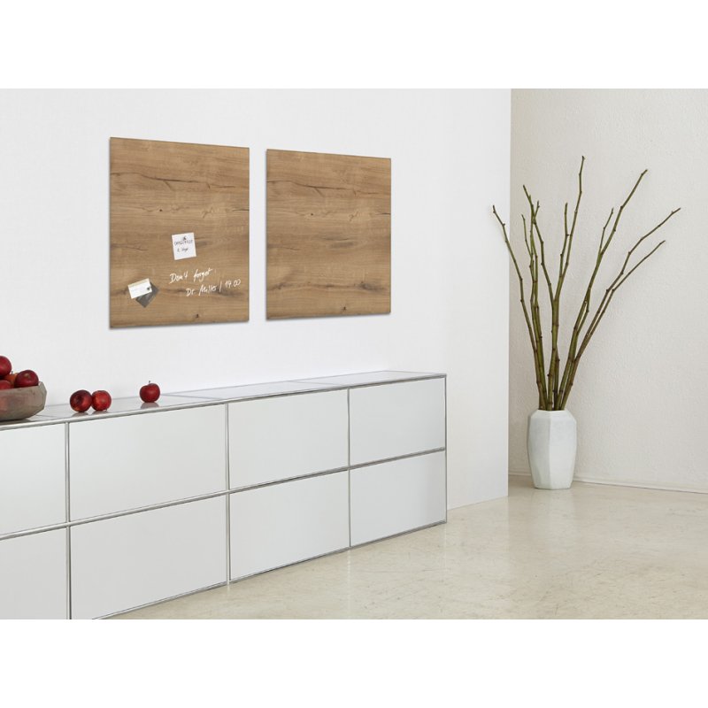 sigel tableau magnétique en verre Artverum design, natural-wood, 480×480 mm