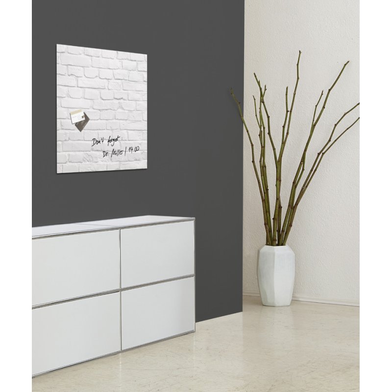 Sigel glass magnetic board Artverum design, slate stone, 480×480 mm