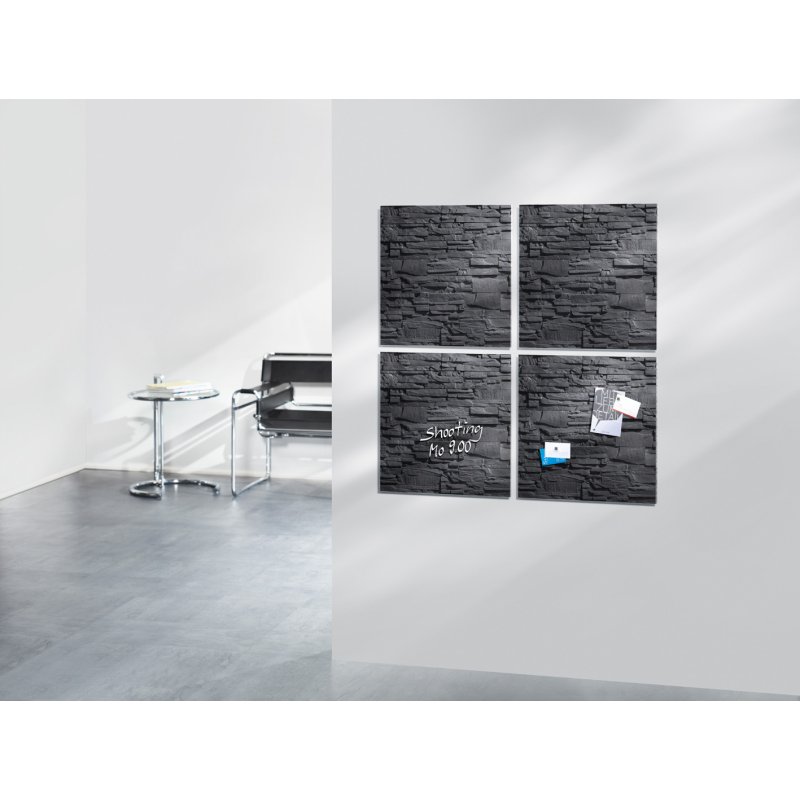 Sigel glass magnetic board Artverum design, slate stone, 480×480 mm
