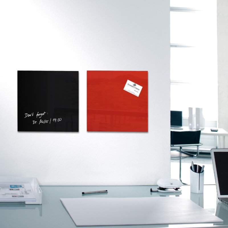 sigel tableau magnétique en verre artverum, 30×30 cm, blanc, magnétique