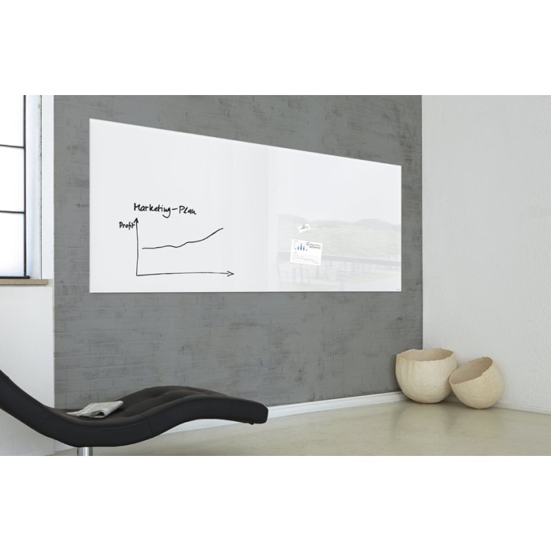 Sigel glazen magneetbord artverum, 2000×1000 mm, wit, magnetisch