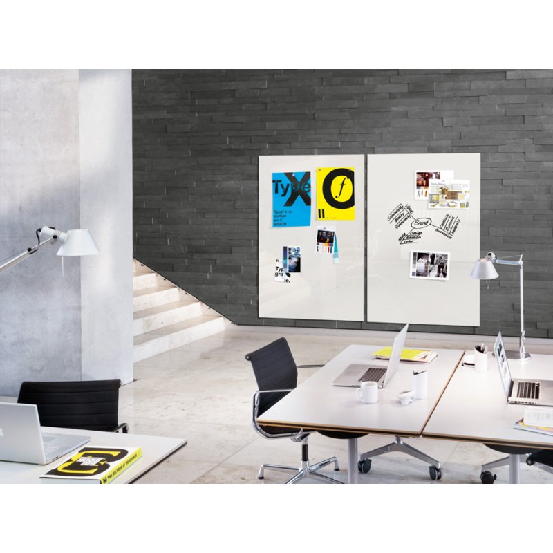 Sigel tableau magnétique en verre Artverum, 1500×1000 mm, blanc, sans cadre