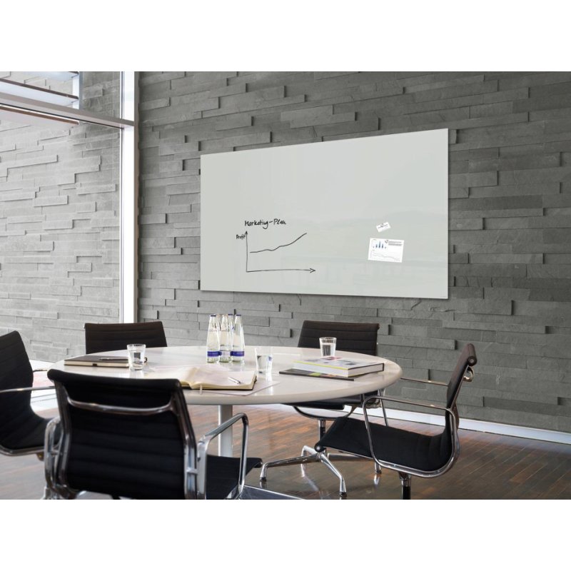 Sigel tableau magnétique en verre Artverum, 1500×1000 mm, blanc, sans cadre