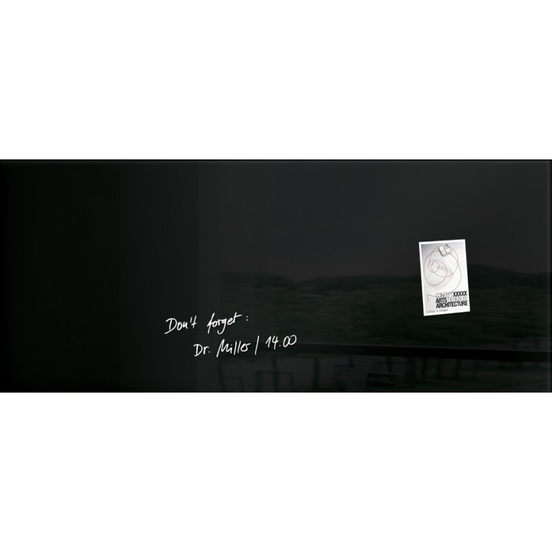 Sigel tableau magnétique en verre artverum GL240, noir, 1300 × 550 mm