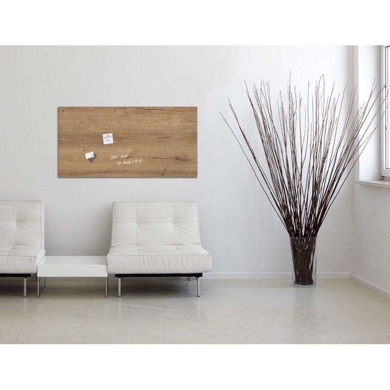 sigel glazen magnetisch krijtbord artverum, Natural-Wood, 910×460 mm
