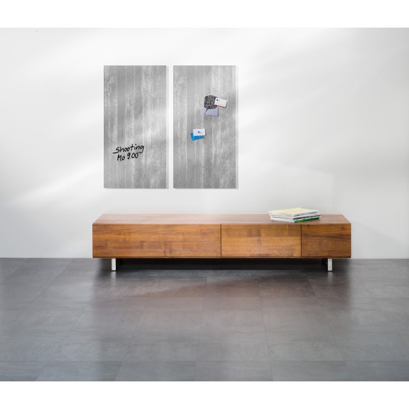 Sigel tableau blanc magnétique en verre Artverum, magnétique, béton apparent, 910×460 mm