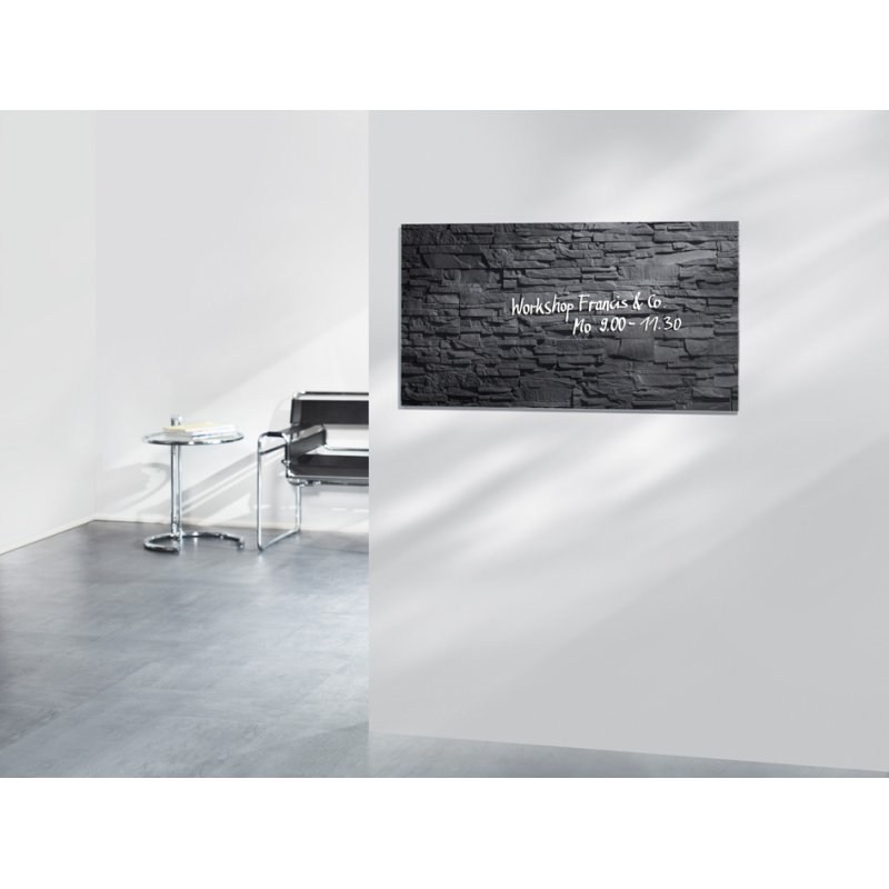 Sigel tableau blanc magnétique en verre Artverum, magnétique, béton apparent, 910×460 mm