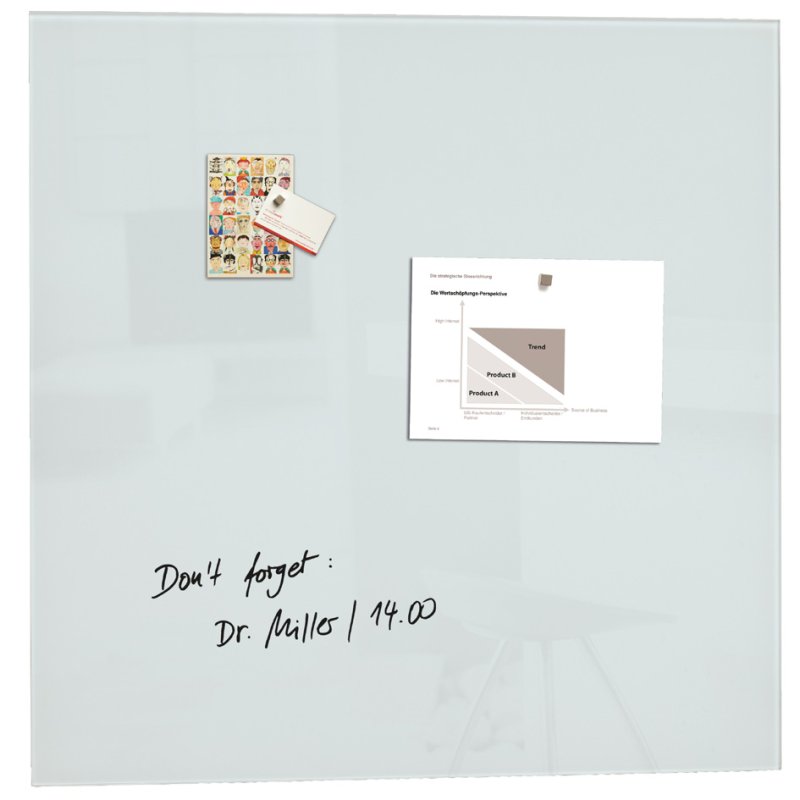 Sigel tableau blanc magnétique Artverum GL201, effaçable à sec, blanc, 100×100 cm