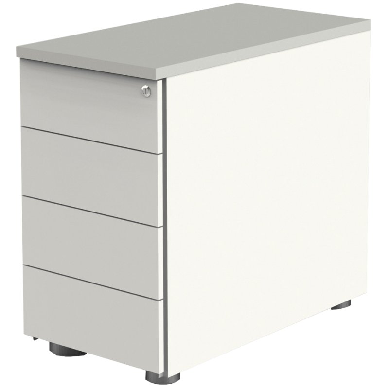 kerkmann Conteneur d'appoint, 4 tiroirs, blanc/gris clair