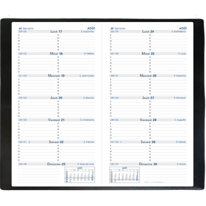 QUO VADIS agenda Silma QV, 88 x 170 mm, 1 week per pagina, zwart