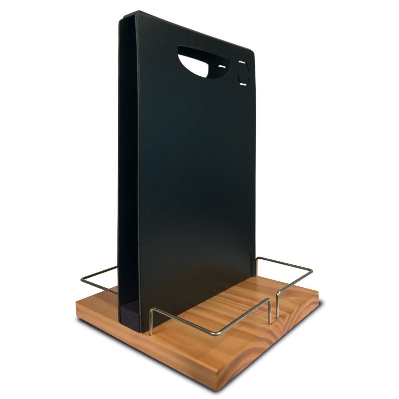 Securit chevalet de table TABLE CADDY, avec tableau noir, socle en bois, inclus marqueur blanc
