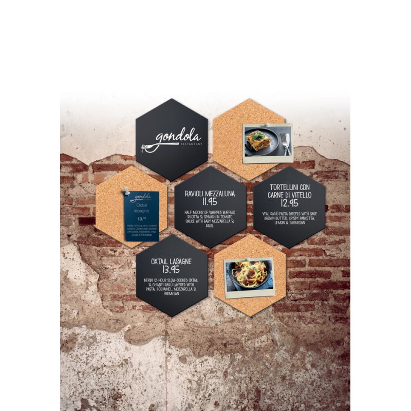 Securit krijtbord & prikbord hexagon, 155×179 mm, 7 stuks