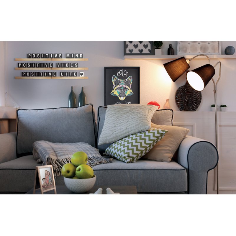 Securit letterrail LETTER SHELF, zwart, 4 strips à 250 mm, 169-delig letterset