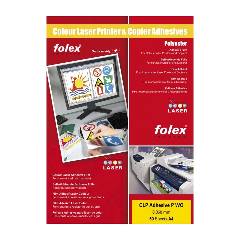 FOLEX zelfklevende laserfolie A4, wit glanzend, 50 stuks
