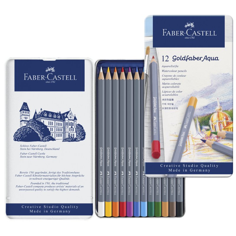 Faber-Castell crayons de couleur aquarelle GOLDFABER, 24 pièces, étui métallique