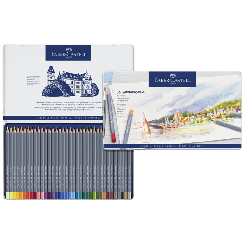 Faber-Castell crayons de couleur aquarelle GOLDFABER, 24 pièces, étui métallique