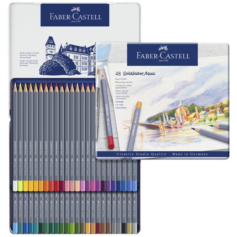 Faber-Castell crayons de couleur aquarelle GOLDFABER, 24 pièces, étui métallique