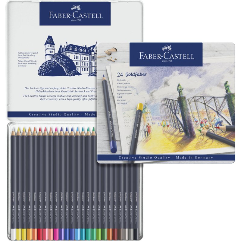 Faber-Castell crayons de couleur Goldfaber, 36 pièces, étui métal