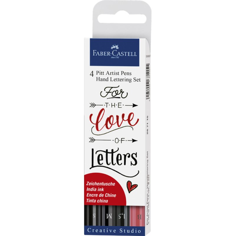 Faber-Castell brush pens PITT artist pen, hand lettering set, 4 pieces