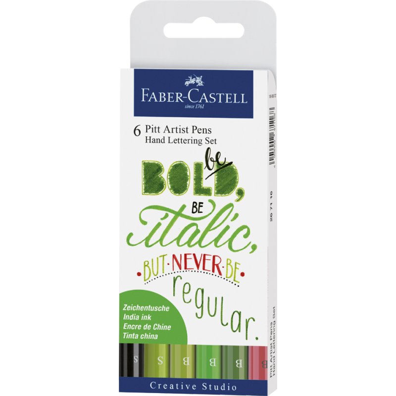 Faber-Castell crayons de dessin PITT artist pen set, teintes vertes, 6 pièces