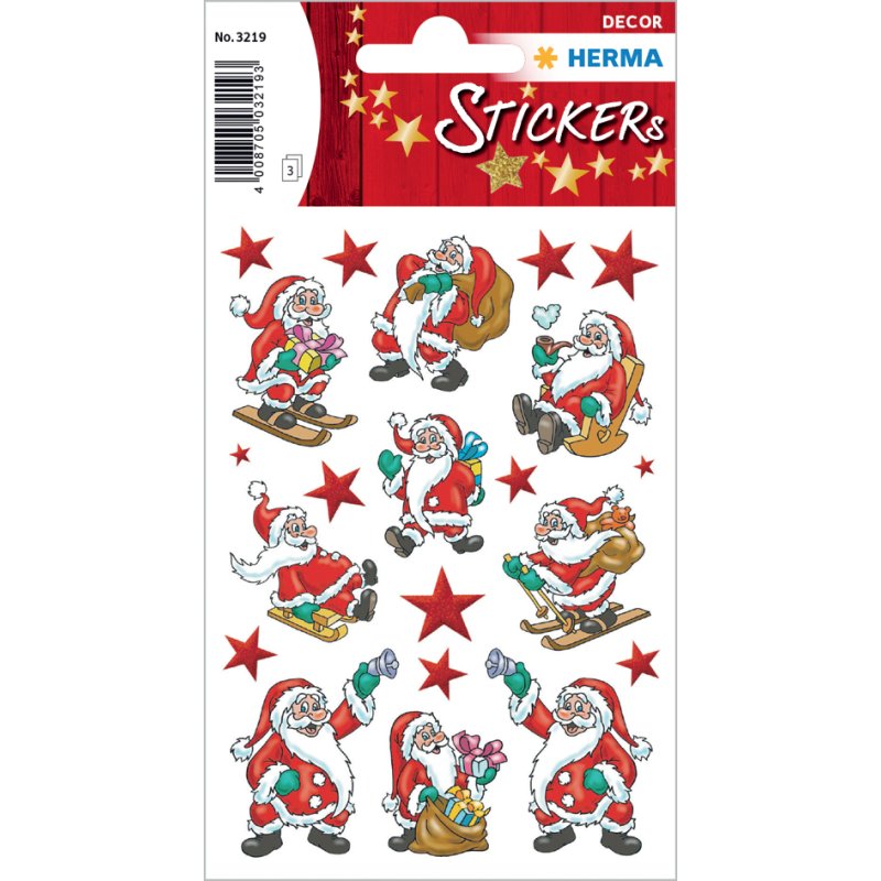 HERMA stickers de Noël Père Noël sympa, adhésif, 3 feuilles de 6 stickers