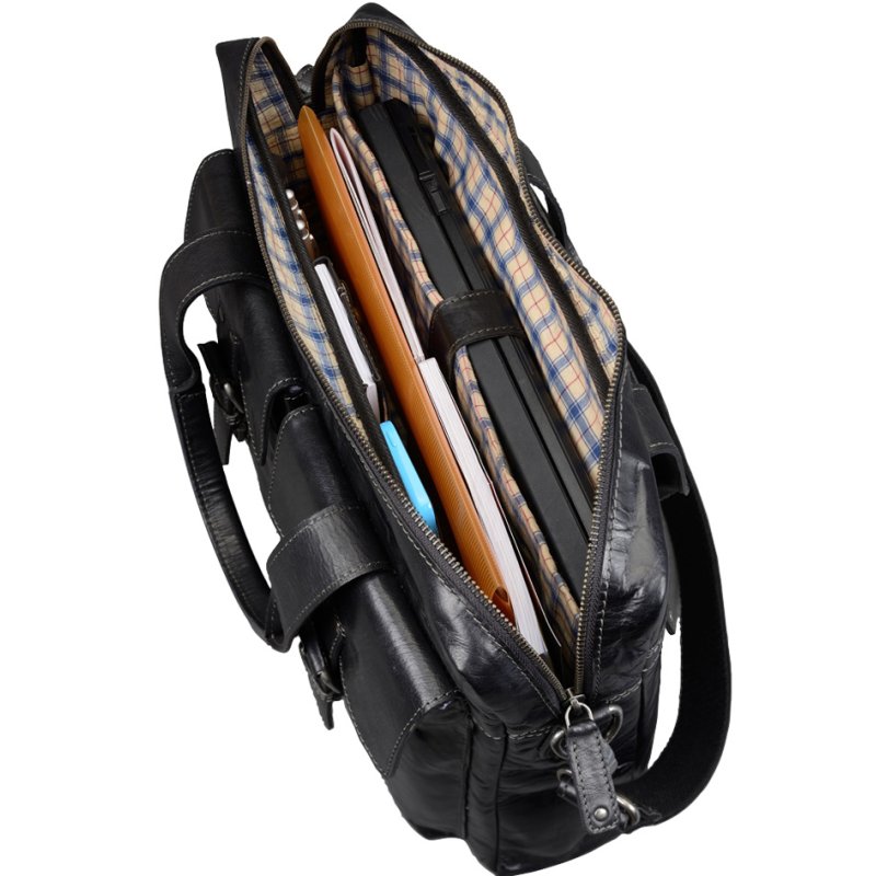 PRIDE&SOUL sacoche laptop REAL ME, cuir, noir