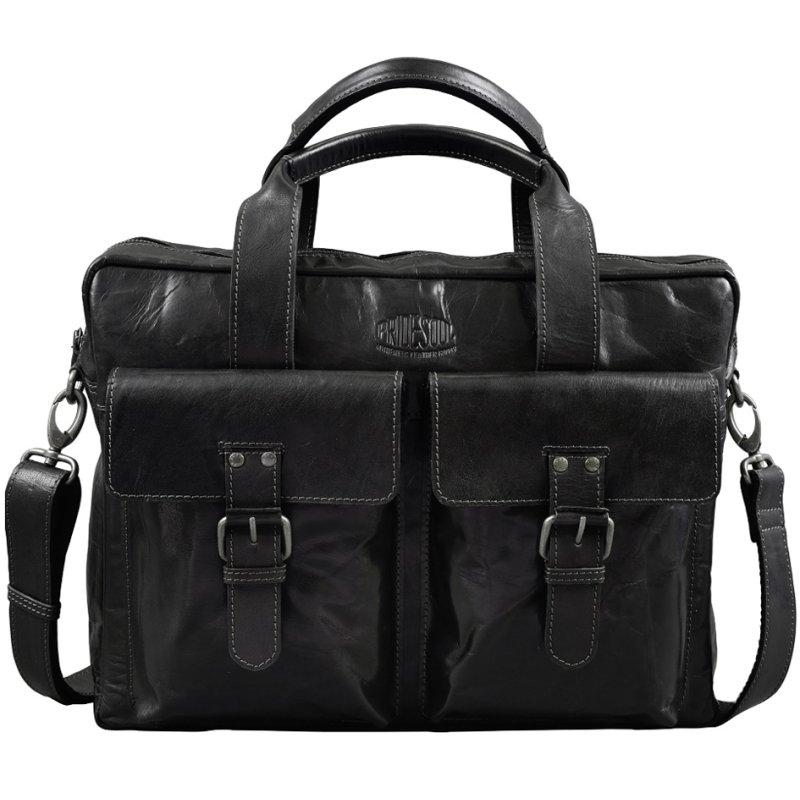 PRIDE&SOUL sacoche laptop REAL ME, cuir, noir