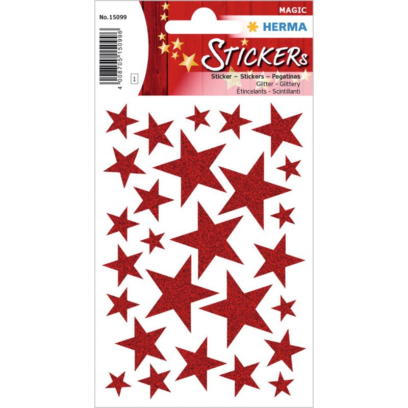 HERMA lettres de Noël Étoiles argentées, autocollantes, 26 stickers