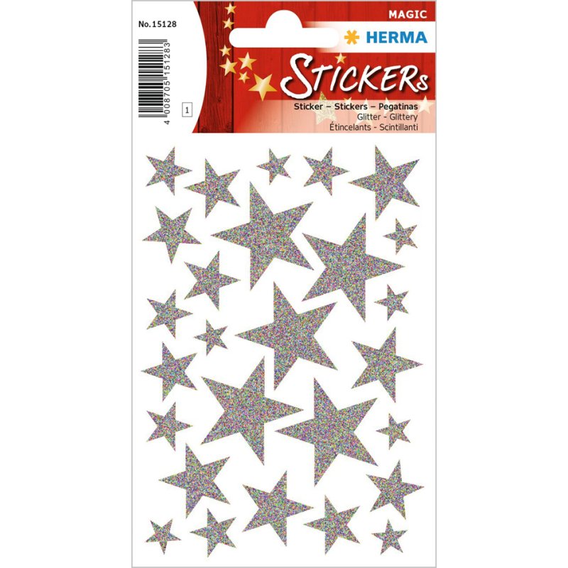 HERMA lettres de Noël Étoiles argentées, autocollantes, 26 stickers