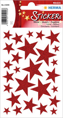 HERMA kerstster- en staartglitterstickers, goud, zelfklevend, 19 stuks