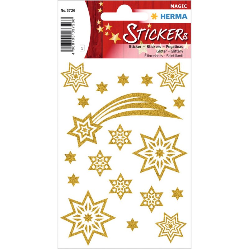 HERMA lettres de Noël Étoiles argentées, autocollantes, 26 stickers