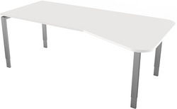 kerkmann PC-bureau Form 5, wit, hoogte verstelbaar, 195×80/100 cm