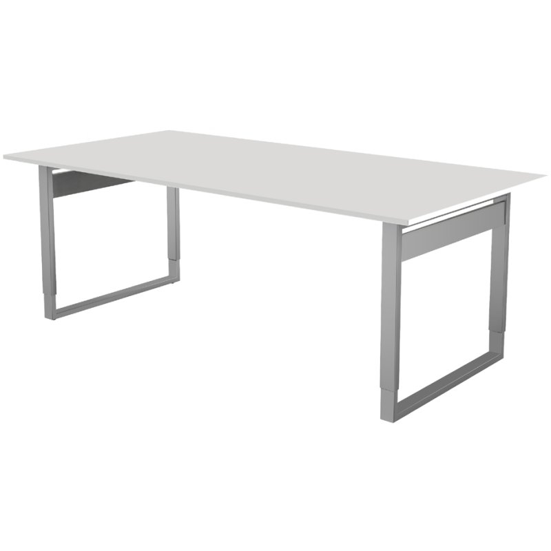 kerkmann table de conférence KonferForm 4047, hauteur réglable, 200×100 cm, gris clair
