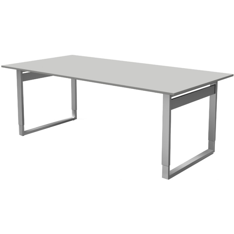 kerkmann table de conférence KonferForm 4047, hauteur réglable, 200×100 cm, gris clair